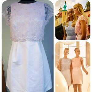 Ted Baker London DABRIA Pink Satin Dress Size 3/US 6-8, Satin with lace overlay